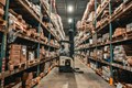 Forklift in warehouse